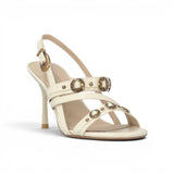 Sandali donna slingback alti con cinturini e borchie