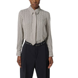 Camicia donna in georgette stampata con cravatta