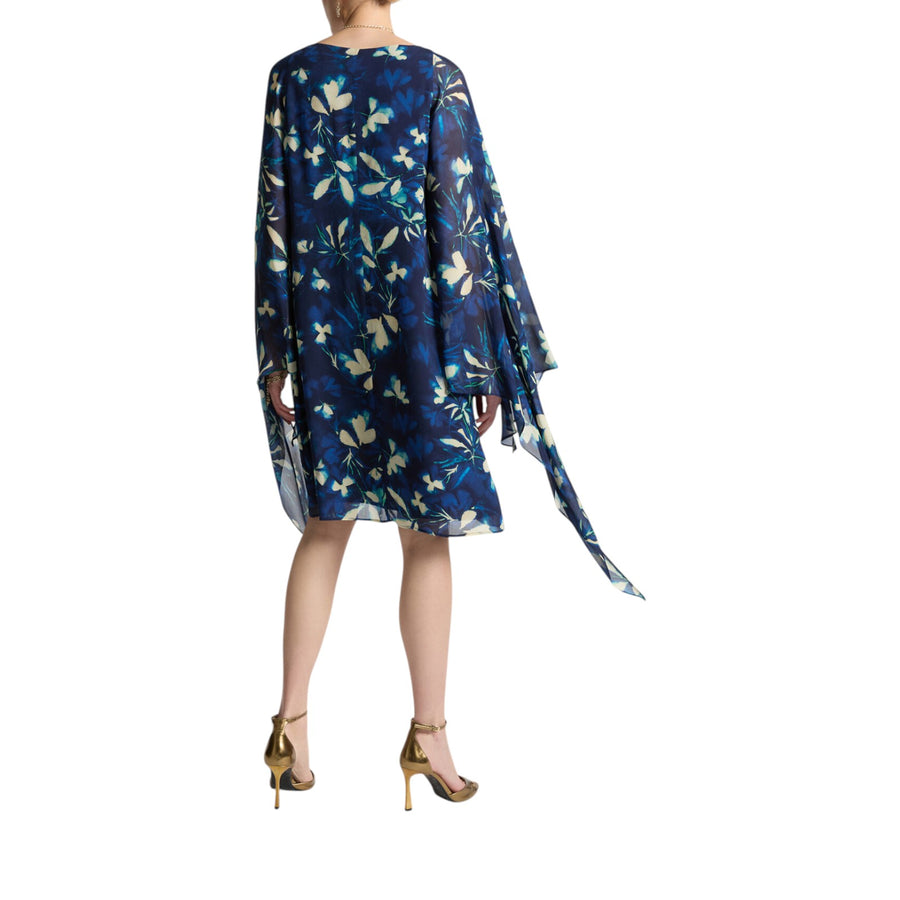 Abito donna elegante stampato con mantella