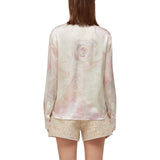 Camicia donna in raso con stampa rose