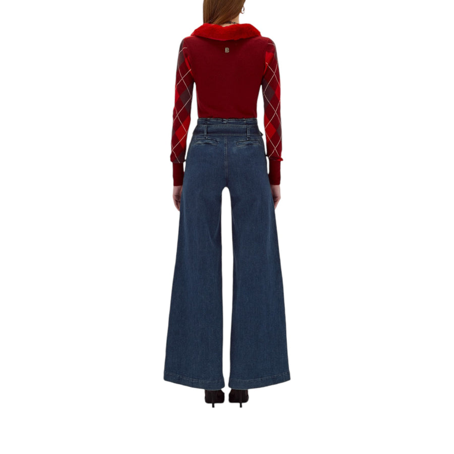 Jeans donna wide leg in denim stretch