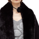 Stola donna in maglia con collo faux fur