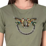 T-shirt donna in cotone con strass
