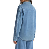 Camicia donna floreale in denim