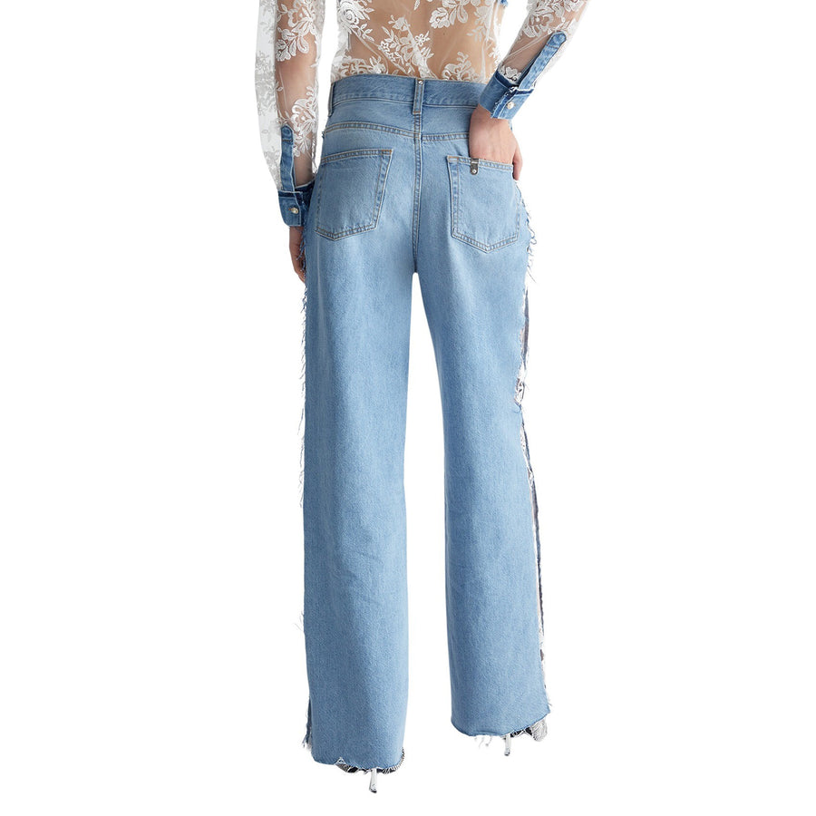 Jeans donna straight con pizzo