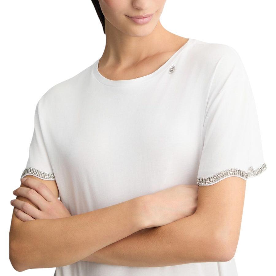 T-shirt donna in cotone con strass