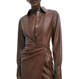 Abito donna mini chemisier con gonna a portafoglio