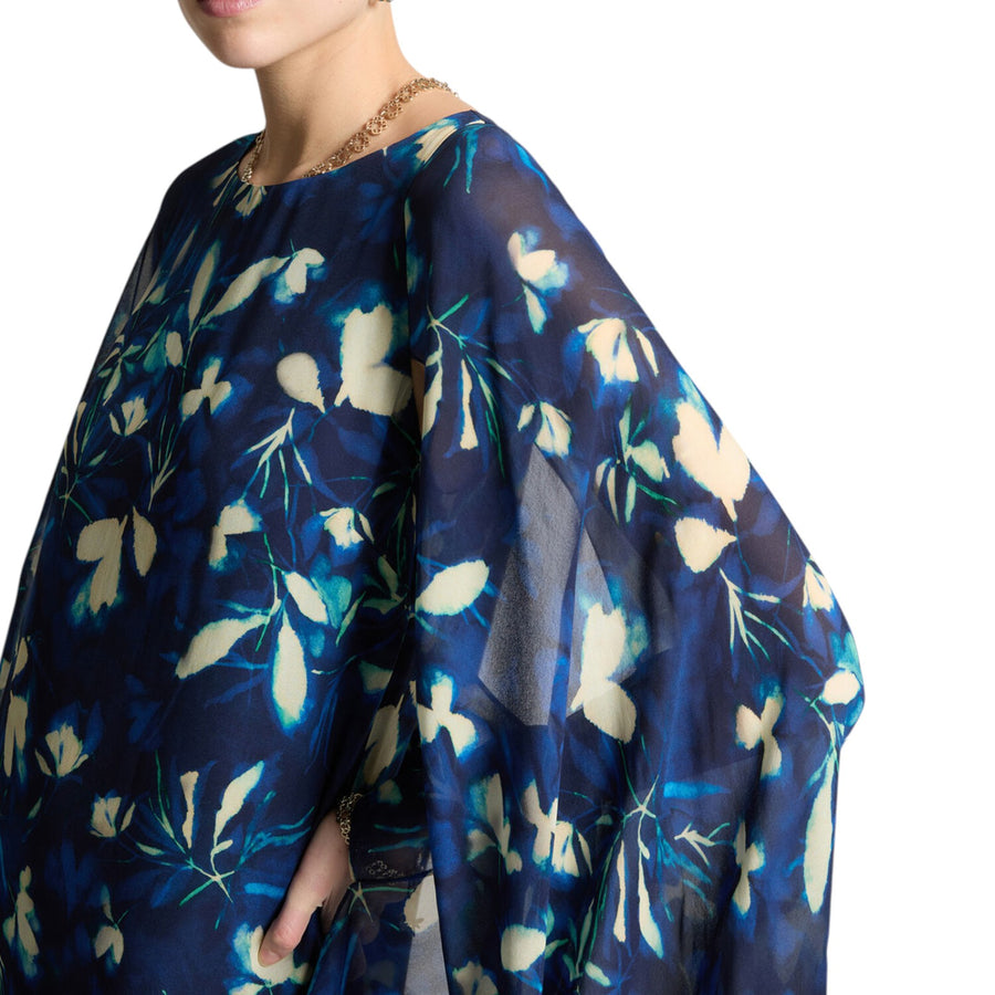 Abito donna elegante stampato con mantella