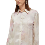 Camicia donna in raso con stampa rose