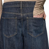 Jeans donna maxi palazzo con fianchi spostati