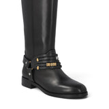 Stivali con fibbie in pelle