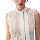 Top donna in maglia con fiocco