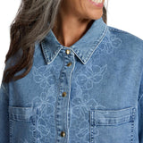 Camicia donna floreale in denim