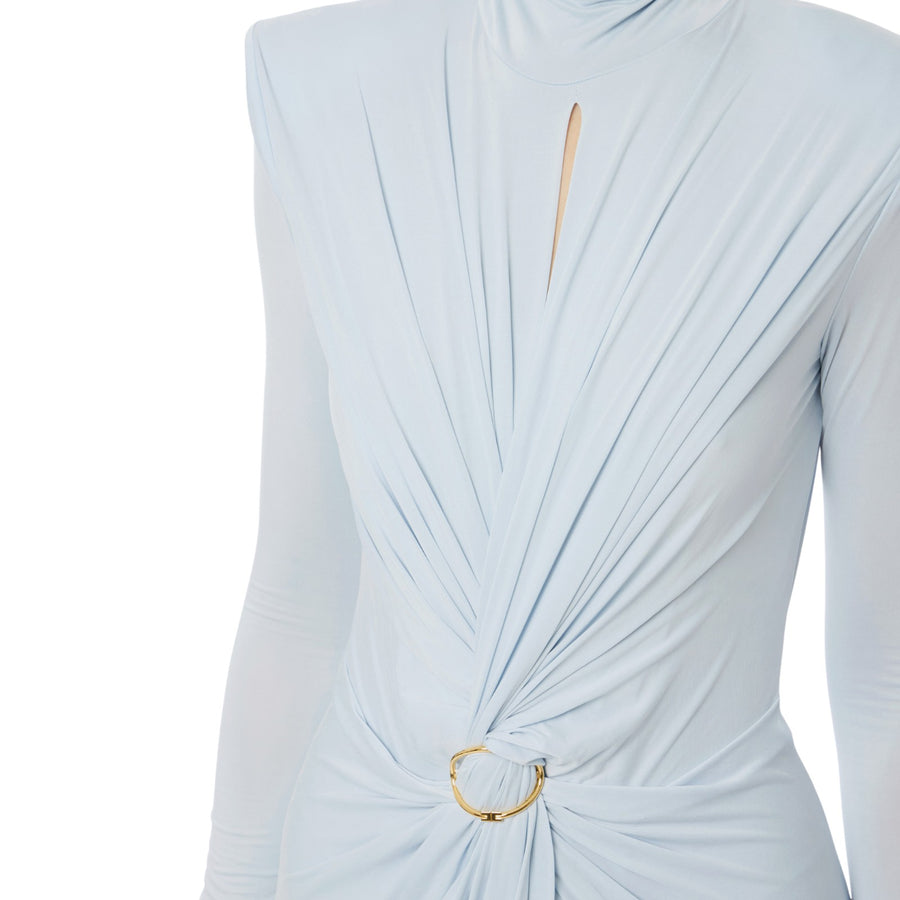 Abito donna Red Carpet in jersey cupro con drappeggi