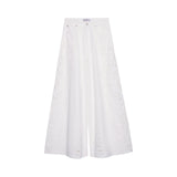 Pantalone donna ampio in bull con ricamo sangallo