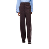 Pantaloni donna barrel fit in tela fiammata