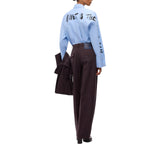 Pantaloni donna barrel fit in tela fiammata
