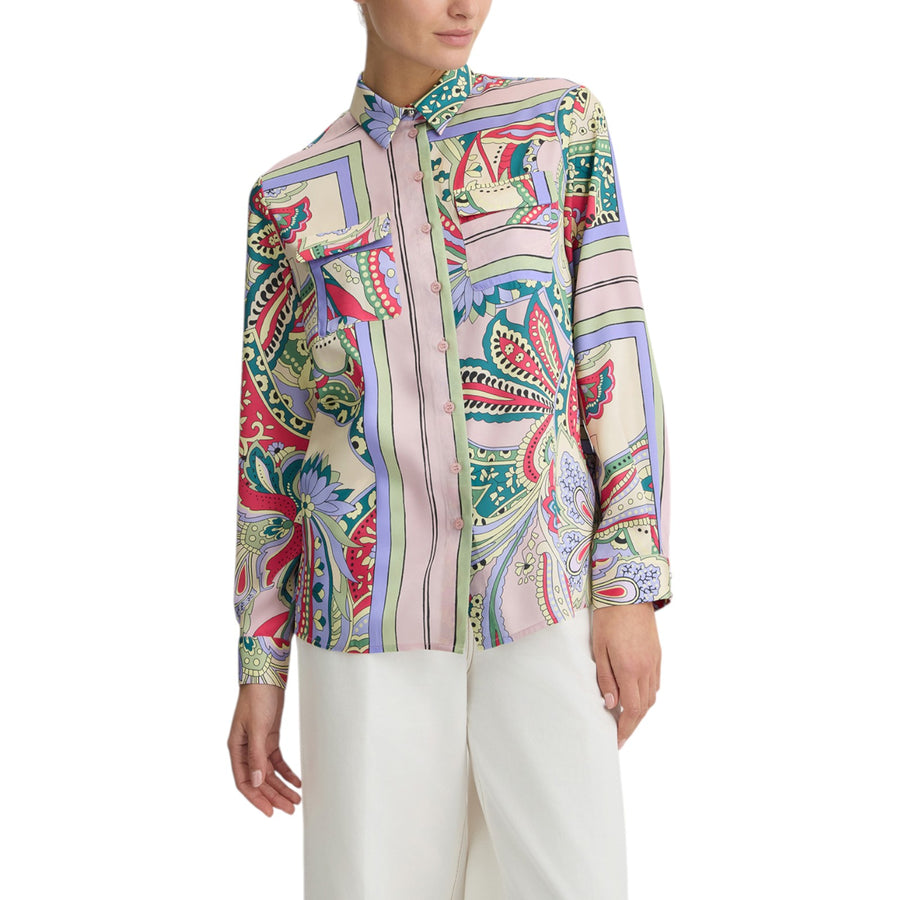 Camicia donna in raso stampato
