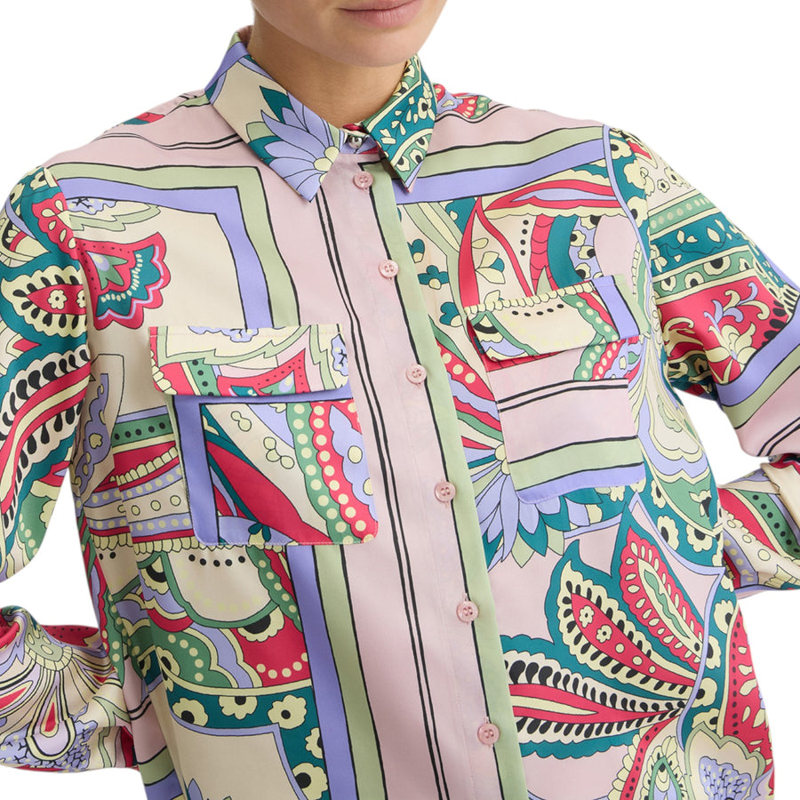 Camicia donna in raso stampato