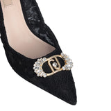 Décolleté donna in pizzo con logo gioiello