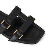 Sandali donna flat in pelle nappata