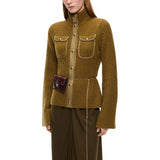 Cardigan donna a coste con tasche