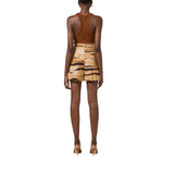 Shorts donna in drill con stampa tigre