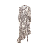 Abito donna a portafoglio con stampa pizzo