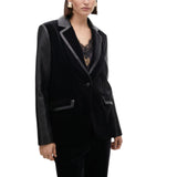 Blazer donna in Velluto Sagomato Dettagli Effetto Pelle