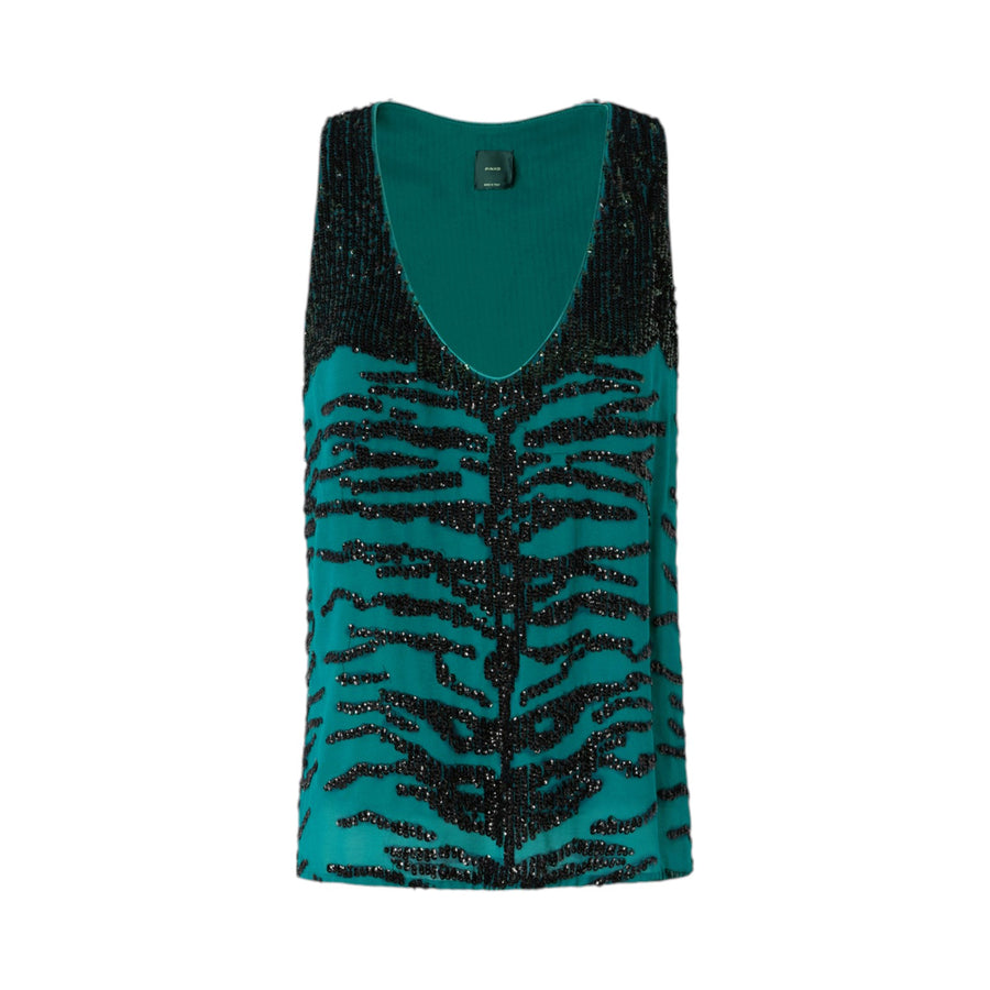 Top donna paillettes ricamo zebra