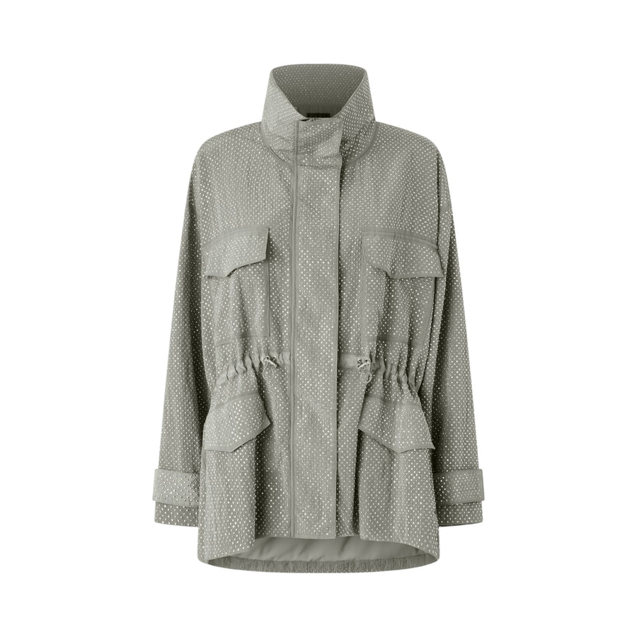 Parka donna tecnico con mini borchie effetto strass
