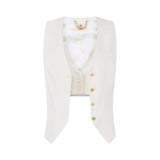 Gilet donna in misto lino e crêpe