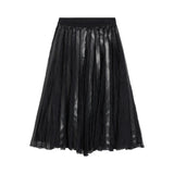 Gonna donna midi in pizzo con inserti di ecopelle