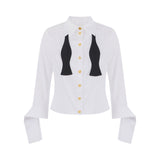 Camicia donna in popeline di cotone con papillon