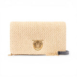 Pochette a tracolla piccola Love Bag Click Soft Horizontal Mini in rafia