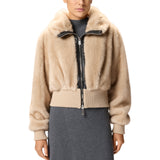 Bomber donna in tessuto effetto pelliccia