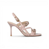 Sandali donna slingback alti con cinturini e borchie