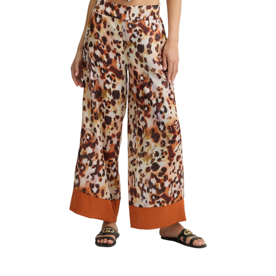 Pantaloni donna in raso stampato
