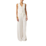 Gilet donna in misto lino e crêpe