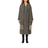 Cappotto donna a vestaglia in tweed di lana