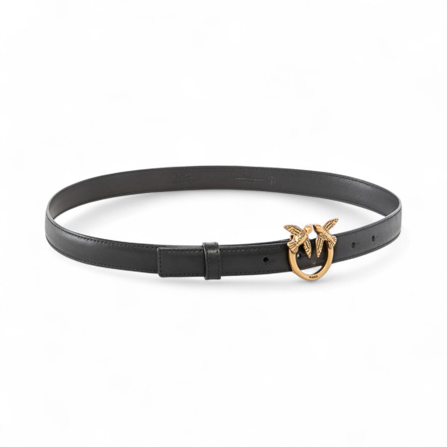 Cintura donna sottile Love Birds in pelle 2cm