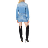 Mini abito donna in denim con cintura