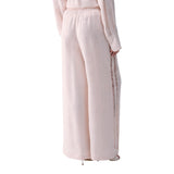 Pantaloni donna jacquard con pizzo valencienne
