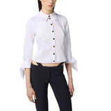 Camicia donna in popeline di cotone con papillon