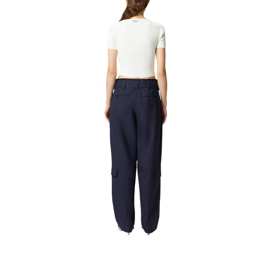 T-shirt donna corta in maglia a costine