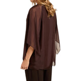 Caftano donna in voile di viscosa e seta con scollo ricamato