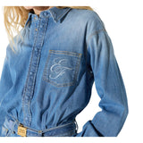 Mini abito donna in denim con cintura