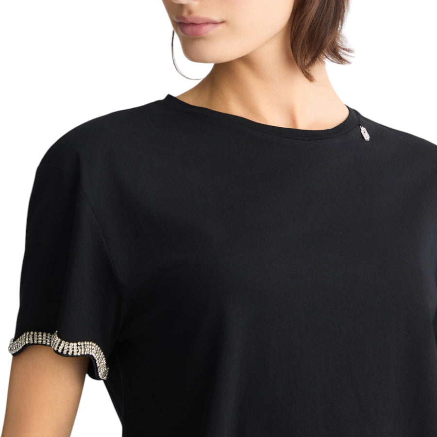 T-shirt donna in cotone con strass