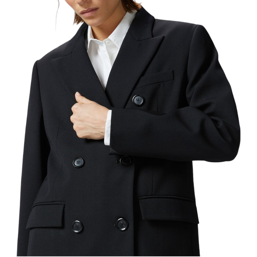 Blazer donna doppiopetto oversize in twill misto lana