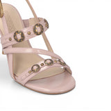 Sandali donna slingback alti con cinturini e borchie